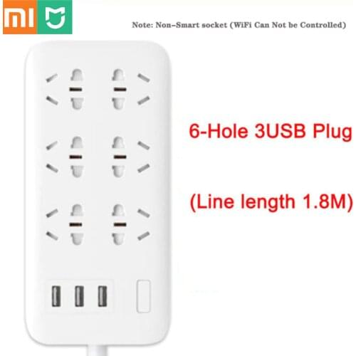Original Xiaomi Smart Socket Plug Household Extension Cable Power Board 3/4/5/6 Hole USB Fast Charging Xiaomi Power Socket