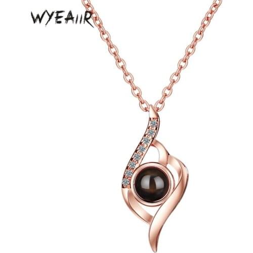 WYEAIIR100 Languages I Love You Visible 925 Sterling Silver Water Droplets Female Necklace
