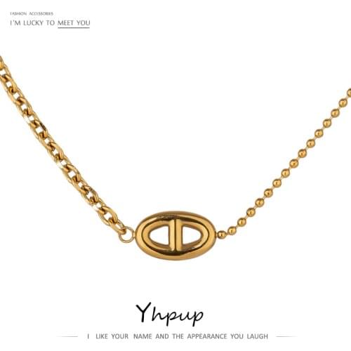 Yhpup New Design Stainless Steel Chain Necklace for Women Minimalist Geometric Choker Necklace Jewelry бижутерия для женщин 2021