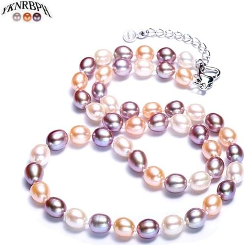 Yknrbph 2021 Pearl Necklaces Womens Rice Shape Pearl S925 Classic Weddings Fine Jewelry Chain