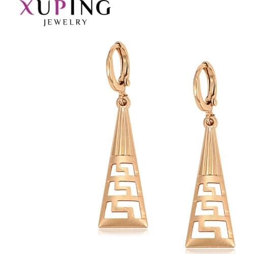 Xuping Jewelry Gold-color Plated Eardrops Earrings Temperament Style Triangle Shape Gifts for Women 97607