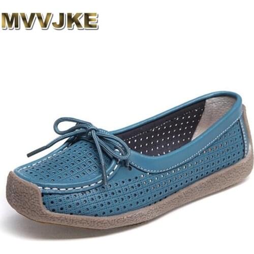 MVVJKE2019 fashion summer genuine leather woman flat shoes for women 4 color flat shoes woman moccasins women shoesE103