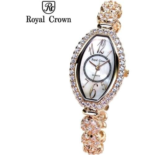 Royal Crown Lady Womens Watch Japan Quartz Jewelry Hours Fine Fashion Crystal Clock Bracelet Luxury Rhinestones Girl Gift