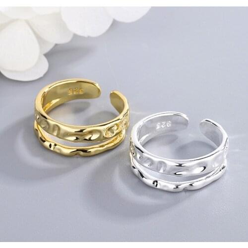 925 Sterling Silver Irregular Geometric Finger Ring For Women Retro Party Wedding Jewelry Fashion Punk Accessories jz184