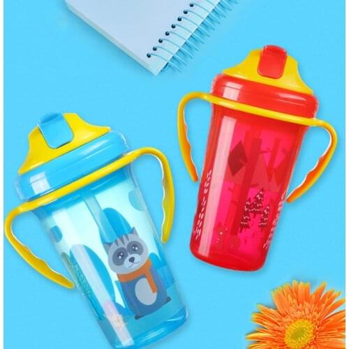 Cartoon Large Capacity Leak Proof Kids Gift with Handle 3Colors Baby Learning Cup Childrens Kettle PP/Silicone 1Pcs