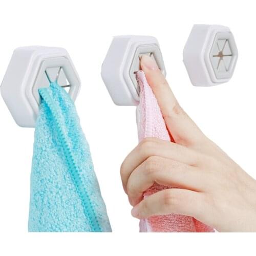 2pcs Towel Holder Bathroom Towel Kitchen Rag Storage Hooks Wall-mounted Door Self- adhesive Washing Cloth Hanger Rack Organizer