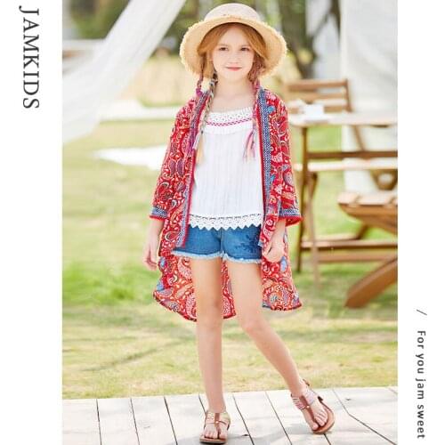 2021 Summer New Casual Long Sun Protection Clothing Stitching Asymmetrical Beachwear Kids Childrens Dresses Girls Clothes 107
