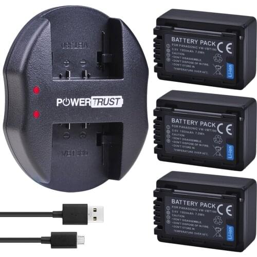 3Pcs VW-VBT190 VW-VBT380 VBT190 VBT380 Battery and Charger for Panasonic HC-V720,HC-V727,HC-V730,HC-V750,HC-V757,HC-V760,HC-V770