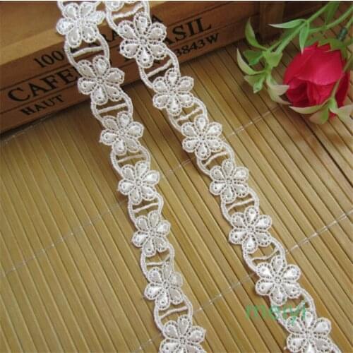 3yards/Lot Soluble Flower Embroidered Lace Trim Fabric Lace Ribbon Handmade DIY Sewing Supplies Craft For Clothes Decoration