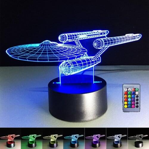 3D LED Sta Trek Table Night Light 7 LED Color Changing 3D Optical Illusion Lamp for Home Decor Party Decor Boys Girls Gift