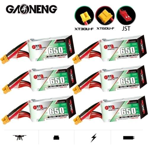 6PCS/Set GNB 14.8V 650mAh 4S HV Lipo Battery 70C/140C with JST/XT60/XT30U-F Plug for DYS FPV Racing Drone 4 Axis RC Drone Parts