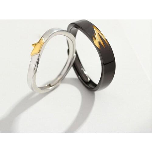925 Sterling Silver Light And Shadow Love Ring Resizable Lovers' Ring Couple Ring Boyfrid Girlfriend Gift