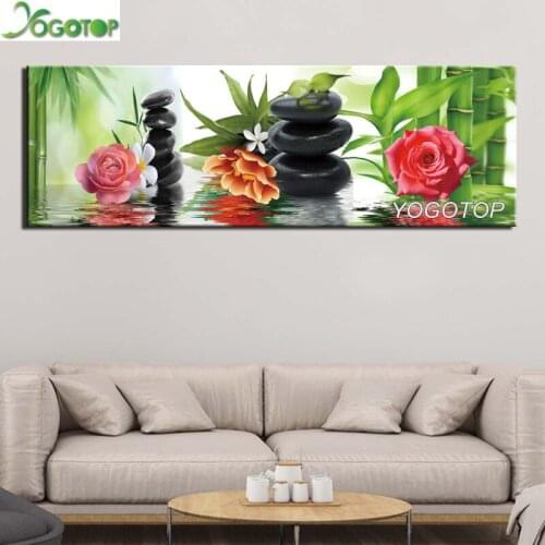 Lager DIY Diamond painting Water rose stone bamboo flower Full display Diamond embroidery 5D mosaic rhinestone wall Decor YY1683
