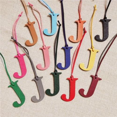 Rainbery DIY Alphabet A-Z J Genuine Leather Initial Capital English Letter Keychain Backpack Pendant Ladies Women Bag Charm