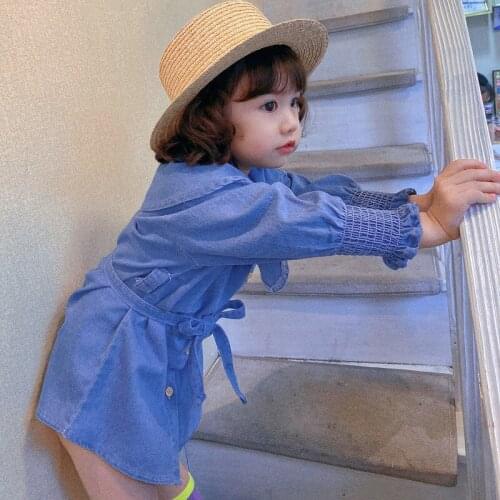 Childrens Clothing Girls Denim Dress Western Style Spring and Autumn Fashion Korean Style Autumn Princess Long Sleeve Skirt