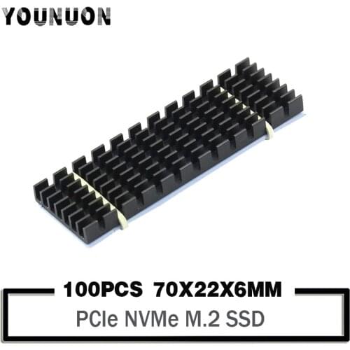 100 Set Aluminum Heatsink Chipset Heat Sink,with Cooling Pad,for NVME NGFF M.2 2280 PCIE SSD 70*22*6mm Black