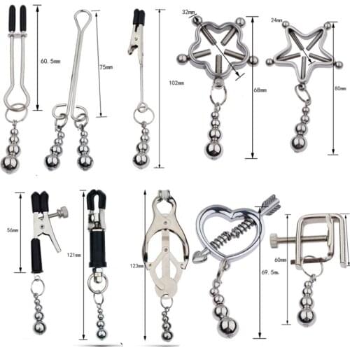 Cosplay Tool Metal Nipple Clamps Weight Ball torture slave BDSM Breast Bondage restraint Sex Toy For Women Lesbian Couple toy 18