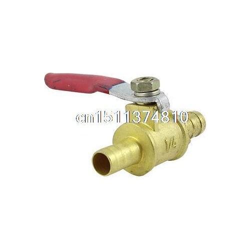 Red Lever Handle 6mm Diameter Hose Tail Brass Gas Ball Valve