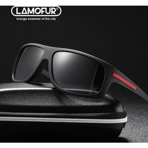 LAMOFUR 2021 New Sunglasses For Men Polarized Night Driving Glasses Anti-Glare Rectangle Shades de sol homb 2915