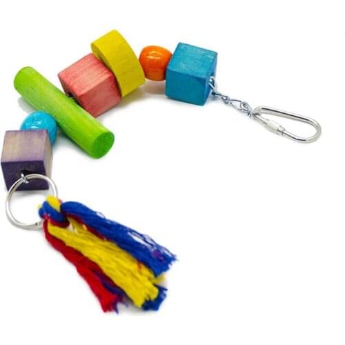 Legendog Bird Block Toy Wooden Natural Cotton Tassel Toy Parrot Rope Toy Parakeet Chewing Toy Parrot Bite Toy Hanging Cage Toy
