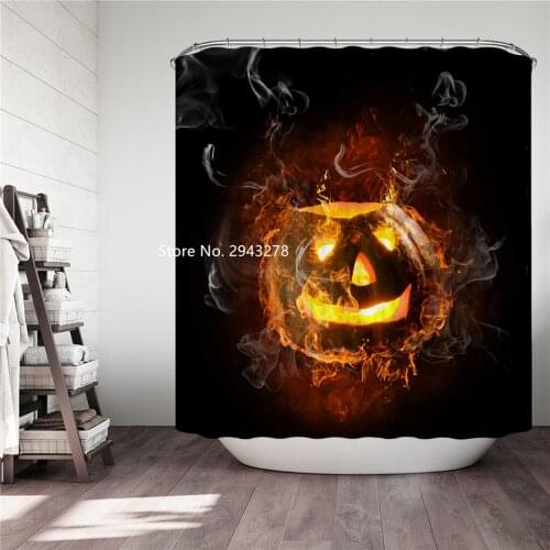 Best Sale Holiday Shower Curtain Home Bathroom Decoration Halloween Christmas Pattern Waterproof and Mildew Washable Hook