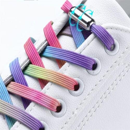 Metallic No Tie Shoelace Elastic Locking Shoelaces Colorful Quick Sneakers Locking Shoe Laces Adult Kids Flat Shoe Accessories