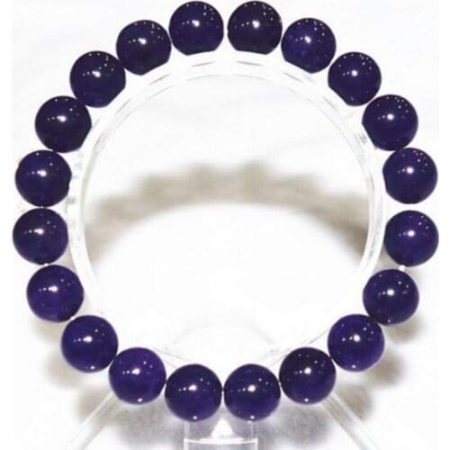 Fashion jewelry NEW Beautiful 8mm deep purple amethyst bead stretch bracelet 7.5 inches AAA