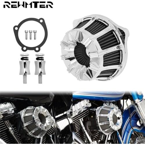 Motorcycle Air Cleaner Intake Air Filter Black/Chrome Aluminum For Harley Touring Road King Glide Sportster Dyna Softail FLHX