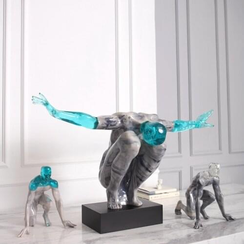 Marble Texture Starter Athlete Home Decoration Accessories Modern Ornaments Creative Table Statue Transparent Resin Desk Decor