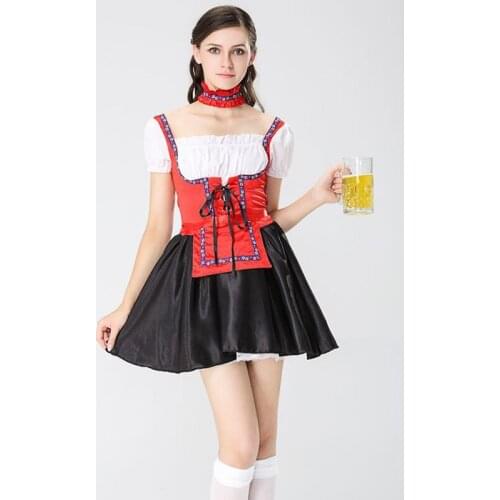 Beer Girl Festival Carnival Club Cosplay Maid Uniform Oktoberfest Dress Dirndl Outfit German Bavarian Costumes Halloween Costume