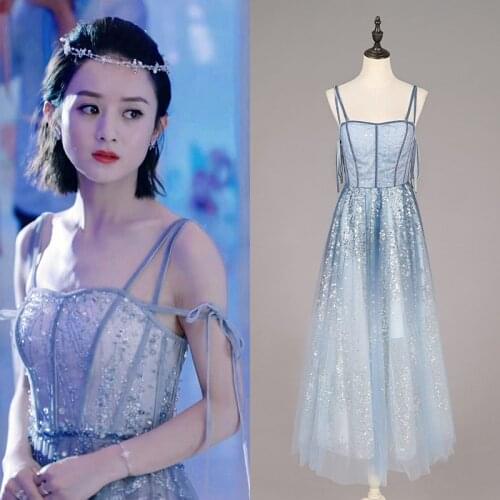 Annual meeting dress New summer suspender sexy stud Sequin party dress