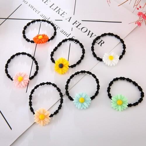 Fashion Girls Hair Accessories Cute Elastic Hair Bands Children Headband Mini Hair Daisy Flower Bow Rubber Band Kids Hair Band