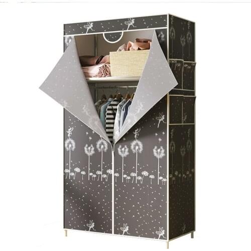 Simple Small Wardrobe Clothe Storage Cabinets Folding Non-woven Closet Steel Pipe Individual Wardrobe Bedroom Modern Dust-proof