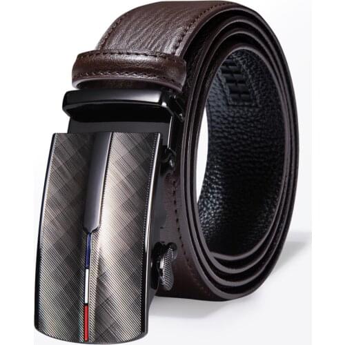 Hi-Tie Khaki Genuine Leather Belts for Men Luxury Designer Brand Automatic Buckle Belts Business Style Mens Designer Wasit Belt