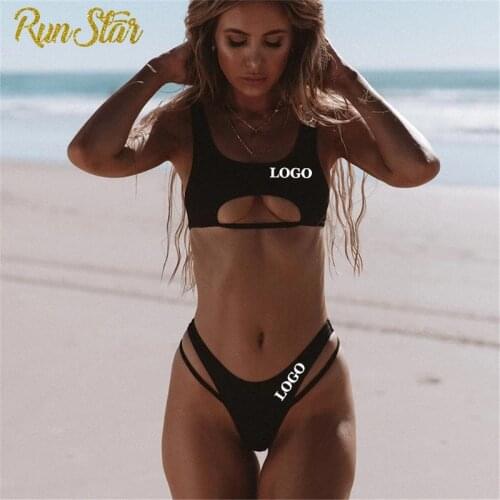 RunStar Custom Logo Summer Sexy Female Swimsuit Two-piece Micro Brazlian Bikini Set Swimwear Women Bandage Biquini Beach Wear