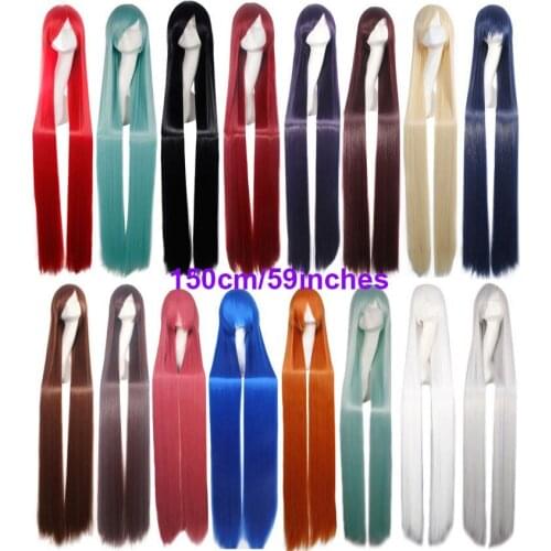 59“ 150CM Cartoon Universal Cosplay Wig Long Straight Heat Resistant Synthetic Hair Women Anime Costume Party Wigs 31 Colors