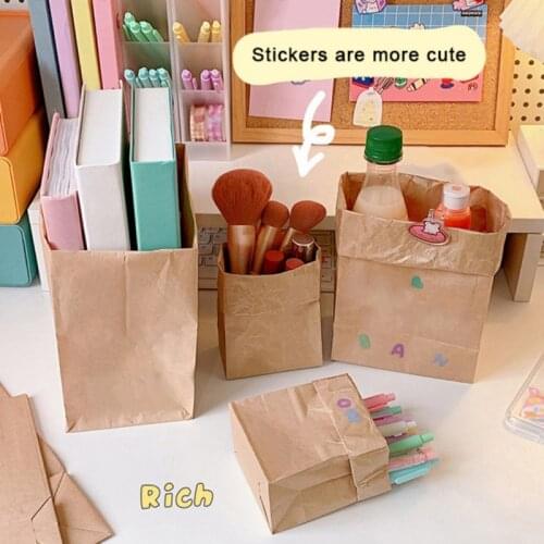 Kraft Paper Bag Packaging Biscuit Candy Food Cookie Bread Home Gift Bags Snacks Baking Takeaway Packaging Paper Bag Storage