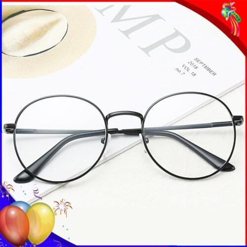 Vintage Round Frame Eyewear For Women Anti-Blue Light Eyeglasses Metal Computer Phone Eye Protection Spectacle Glasses Female M