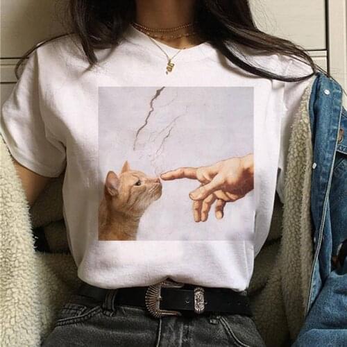 Cat Van Gogh t-shirt womens art print oil painting beautiful cute funny t-shirt 90s cartoon ulzzang casual top t-shirt women