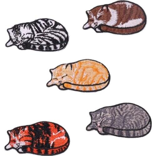 1 Pcs Animals Embroidered Cloth Patches Pocket Cat Iron on Lovely Embroidery Stickers DIY Patch Cats Clothing Appliqued Badges