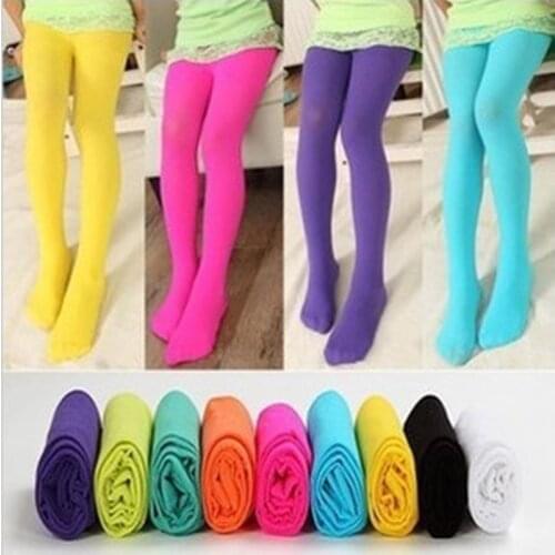 2018 Spring Candy Color Kids Pantyhose Ballet Dance Tights for Girls Stocking Children Velvet Solid White Pantyhose Girls Tights