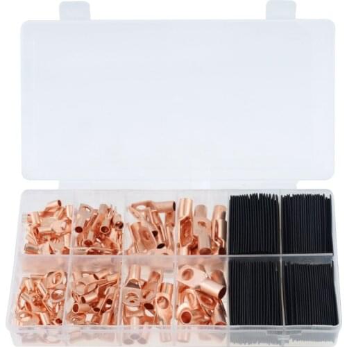 260CPS/BOX Assortment Car Copper Ring Terminal Wire Crimp Connector Bare Cable Battery Terminals Soldered Connectors Kit