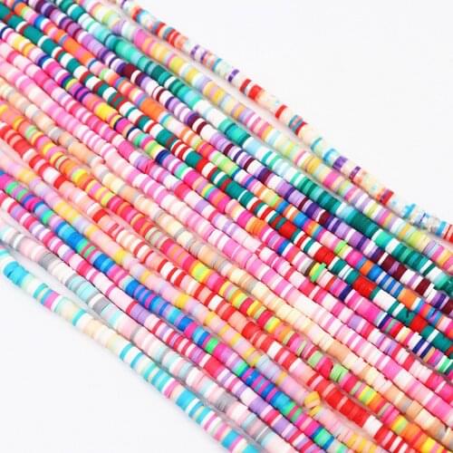 4mm 6mm Flat Round Round Polymer Clay Beads Chip Disk Loose Spacer Beads For DIY Handmade Jewelry Making Necklace Finding