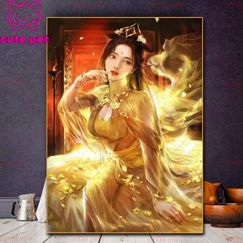 5d diamond painting Fantasy golden dress girl round diamond mosaic home Diy decoration embroidery pattern rhinestone handmade