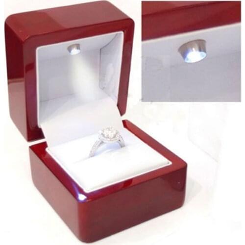 6*6.5*5cm Engagement Red Lighted Ring Box With LED For Proposal Jewelry Displaying Gift Holder Box Packagin Case