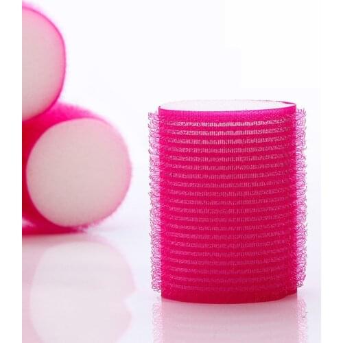 6pcs/set 4cm Ramdom Color Plastic Self Adhesive Sponge Hair Curlers Curling Magic Rollers Hairdressing DIY Design Tools Kit