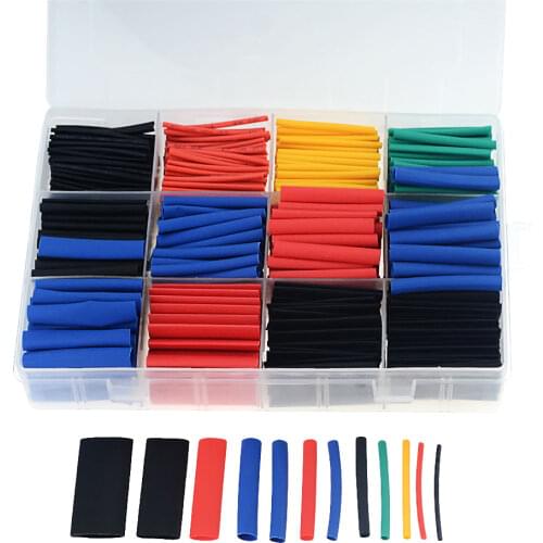 850PCS/Box 2:1 5 Color 12 Size Polyolefin Shrinking Assorted Heat Shrink Tube Electric Wire Cable Insulated Sleeving Tubing Set