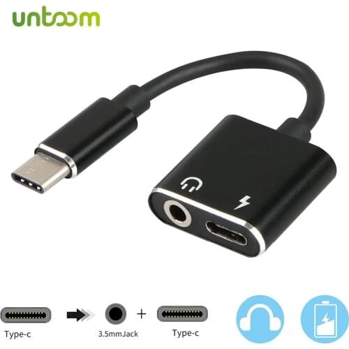 2 in 1 Type C Adapter to 3.5mm Headphone Jack + Charging Supports Audio and Charging USB Type-C Audio Charging for Xiaomi/Huawei