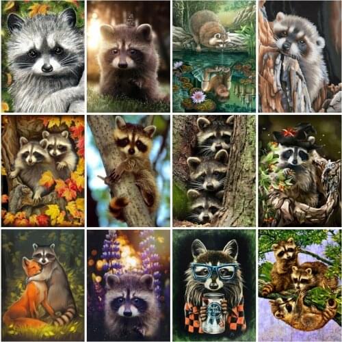 AZQSD Diamond Painting 5D Raccoon Full Square/round Drill Diamond Embroidery Animals Picture Of Rhinestones Mosaic Crafts