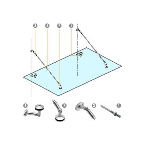 Freeshipping Sample NOT Inculding Glass Load 200KGS fit for Glass Thickness 10-20mm 304# SUS Glass Canopy KIt-4 Point Fixing Set